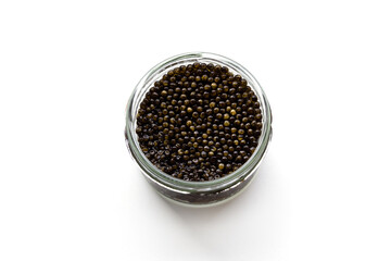 Natural sturgeon black caviar jar, luxury seafood delicacy