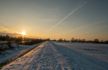 sundown, niebo, droga, wschody, słońce, 