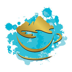 golden, splash, adventure, aroma, cafe, cappuccino, chocolate, climbing, coffee, cup, drink, espresso, expedition, extreme, foam, food, high, hill, holiday, hot, ice, icon, isolated, label, lake, land