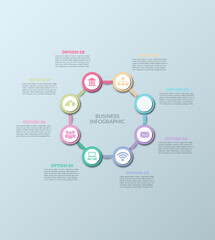 Vector circle infographic, cycle diagram, graph, presentation chart. Business infographics concept with 8 options, parts, and steps. Business Infographic processes. Creative concept for infographic