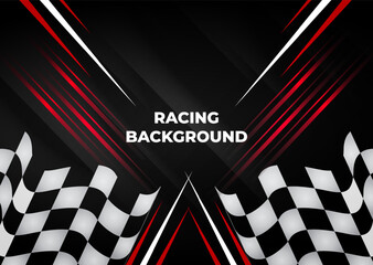 Trendy racing background template with race flag. Modern racing design background vector