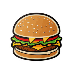 Juicy and Delicious: A Mouth-Watering Hamburger Vector Illustration