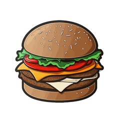 Juicy and Delicious: A Mouth-Watering Hamburger Vector Illustration