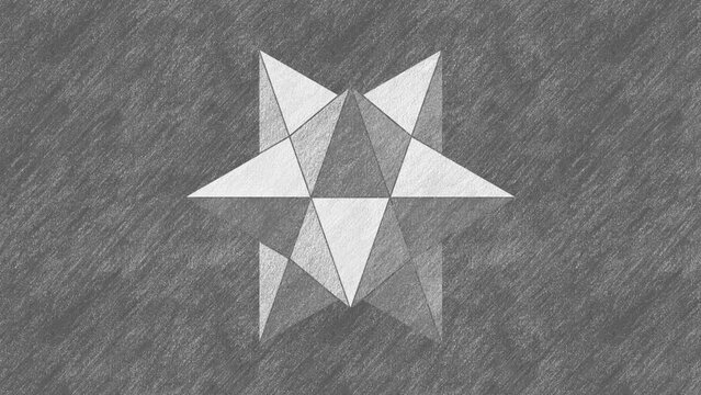 Polyhedron Star From The Simple To The Complicated Shape And Vice Versa. Graphite Pencil Drawing Animation. Platonic Solids. Geometric Figures.