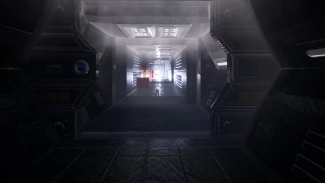 Empty dark room, Modern Futuristic Sci Fi Background. 3d screen server