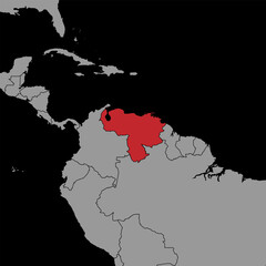 Pin map with Venezuela flag on world map. Vector illustration.