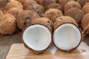 piece of coconut for made virgin oil cold pressed