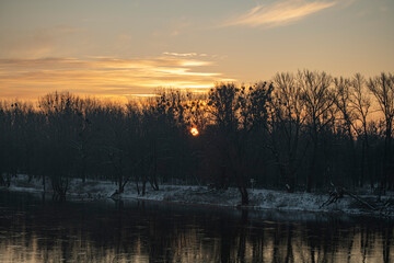 woda, sundown, jezior, niebo, krajobraz, 