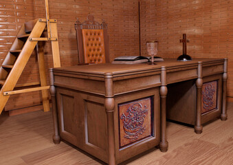 3D Rendering Gothic Library