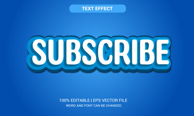 Subscribe 3d text effect, typography design