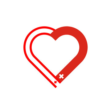recommend clip art: togehter concept. heart ribbon icon of canada and switzerland flags. vector illustration isolated on white background