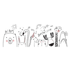 cartoon animals collection illustration for print