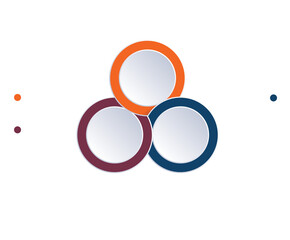 Infographic 3 positions, colour rings are located on circle