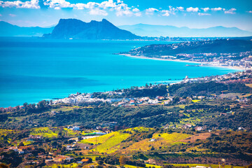 Panoramic view of Mediterranean coast and Gibraltar straight