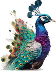 Watercolor Peacock Vector Design