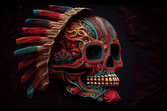 Sch&auml;del im mexikanischen Stil, cinco de mayo, sombrero
erstellt mit generativer ai 