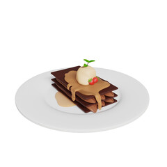 Chocolate ice cream cake 3D Icon