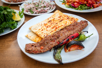 Traditional delicious Turkish food; Adana kebab