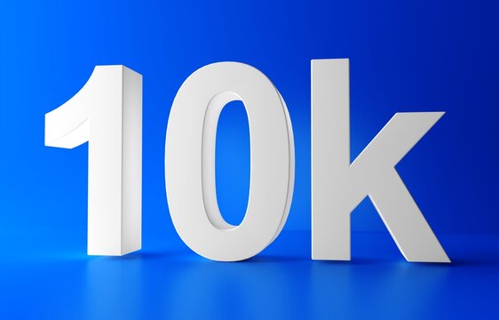 10K Followers. Achievement in 10K followers. 10 000 followers background. Congratulating networking thanks, net friends abstract image, customers. 3d rendering. Isolated like and thumbs. Web banner.