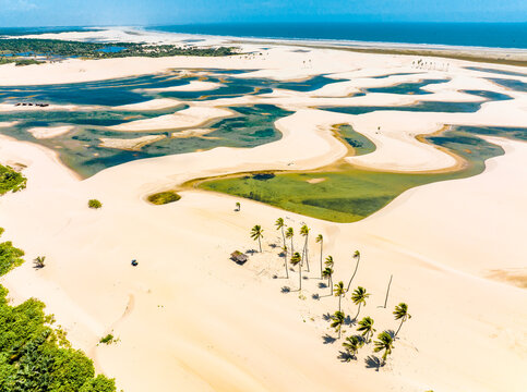 aerial photo with drone of the small Len&ccedil;&oacute;is Maranhenses in Tut&oacute;ia city of Maranh&atilde;o in Brazil