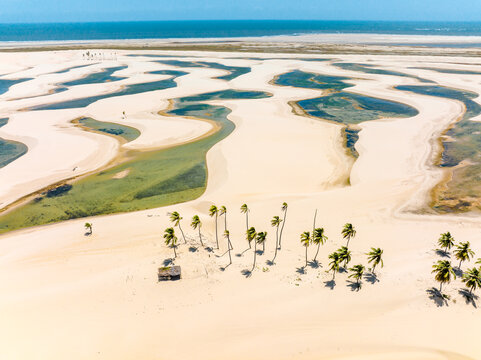 aerial photo with drone of the small Len&ccedil;&oacute;is Maranhenses in Tut&oacute;ia city of Maranh&atilde;o in Brazil