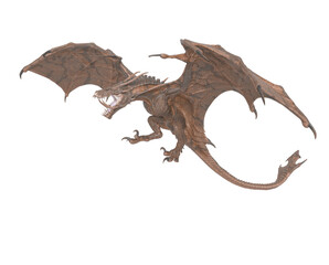 dragon is attacking on white background side view