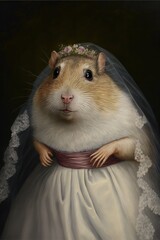  Lemming dressed up in wedding dress. Generative AI - 569981104