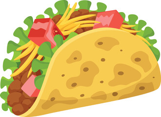 Taco cartoon icon. Traditional mexican fast food