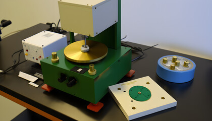 Friction measurement equipment: A photo of a setup used to quantify friction between two surfaces in tribology studies.