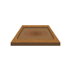 Square wooden board or tray for dish vector illustration. Cartoon drawing of kitchen, restaurant or cafeteria tray of square shape in wood isolated on white background. Kitchenware concept