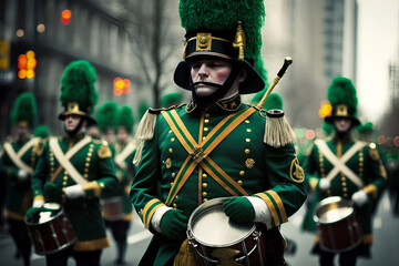 St. Patrick's Day themes - green colors, shamrocks, parades