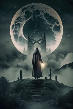 Magic Ritual Under the Full Moon - AI Generated