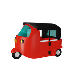Red indonesian bajaj pedicab 3D Icon