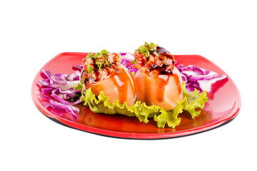 Picante Jou with Salmon, cream cheese, paprika and tarê - Asian Food, Transparent PNG