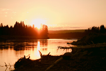 sunset over the river
