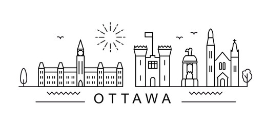 Ottawa City Line View. Poster print minimal design. Canada