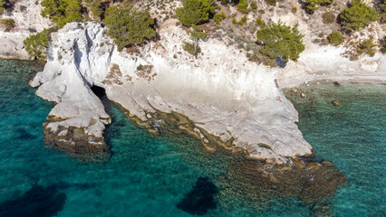 White rocks bay, Karaburun - İzmir - Turkey. Natural cave in the sea. Turkish name; Beyaz Kayalar Koyu - Karaburun