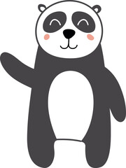Cute panda in childish print style. Scandinavian nursery design element