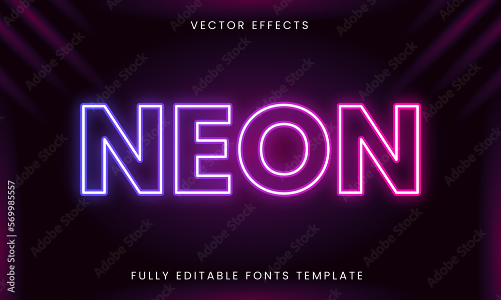 Fototapete neon text effect fully editable vector design
