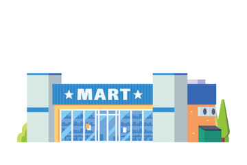 Fototapeta premium Vector local shop grocery mart store building flat design illustration