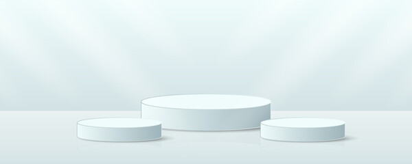 Pastel cylinder podium minimal scene with stage for product presentation vector illustration