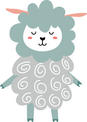 Scandinavian lamb character. Cute baby animal in childish style