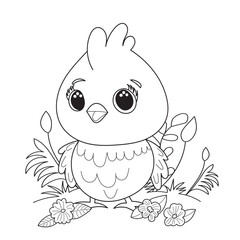 chicken cartoon coloring book on white background vector