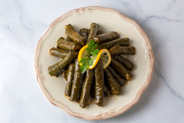 Traditional delicious Turkish foods; stuffed leaves (yaprak sarmasi)