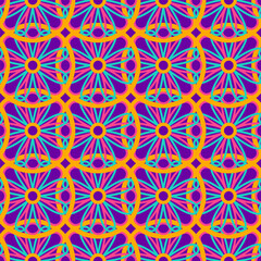 Flower Diwali Circle Seamless Pattern. Vector Illustration of Indian Holiday Celebration.