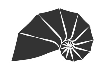 Nautilus shell symbol. Sea shell logo. Flat vector illustration