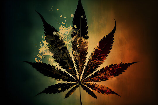  Modern Cannabis Artwork Poster.  Abstract Cannabis Concept .Generative AI