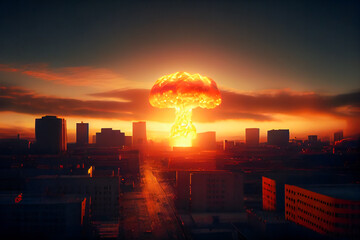  Nuclear explosion in the city.   Atomic weapons and the apocalypse.  Generative AI.