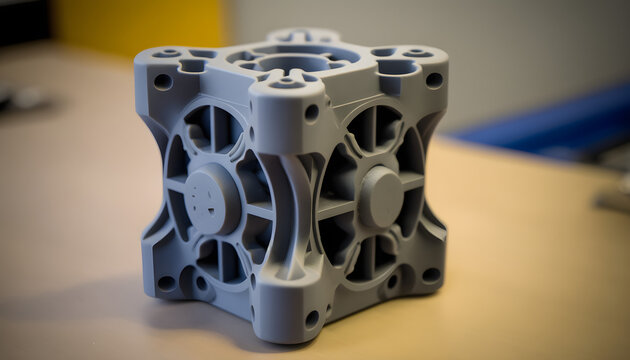 3D printed mechanical component: A photo of a 3D printed mechanical component, highlighting the use of FEA in the design and development of mechanical parts.