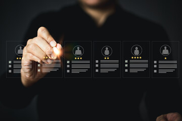 Human Resources uses computers to search and select job applicantsThe process of selecting people to join the work of the HR. Human Resources HR management Recruitment Employment Headhunting Concept.